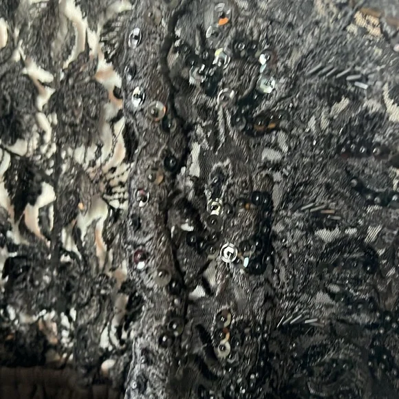 Rare vtg 90s BLACK LACE BUSTIER crop top sequins beads eyelets size 34 Madonna - Picture 7 of 12